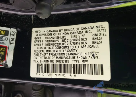 2013 Honda Cr-V Lx z USA, uszkodzony, nr VIN 2HKRM4H31DH683983